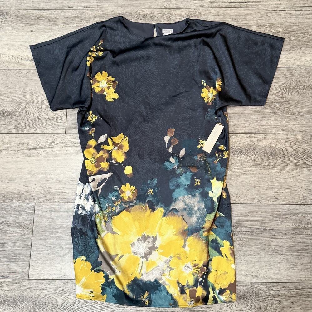 NWT Chico's Dress Women’s Small 4 6 Navy Desert Garden Floral Shift Spring Fairy